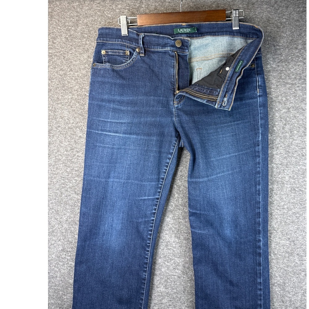 Lauren Ralph Lauren Classic Straight Jeans Dark Wash Stretch Blue Denim Size‎ 12